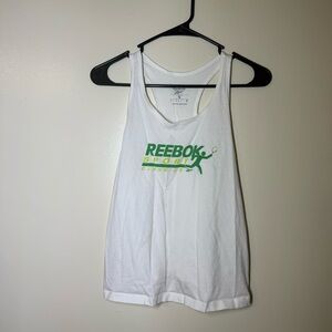 Reebok White Tank Top with Green Logo